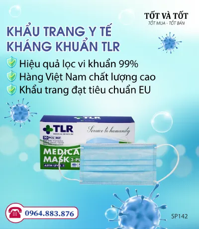 Khẩu trang y tế kháng khuẩn TLR - Hàng Việt Nam chất lượng cao